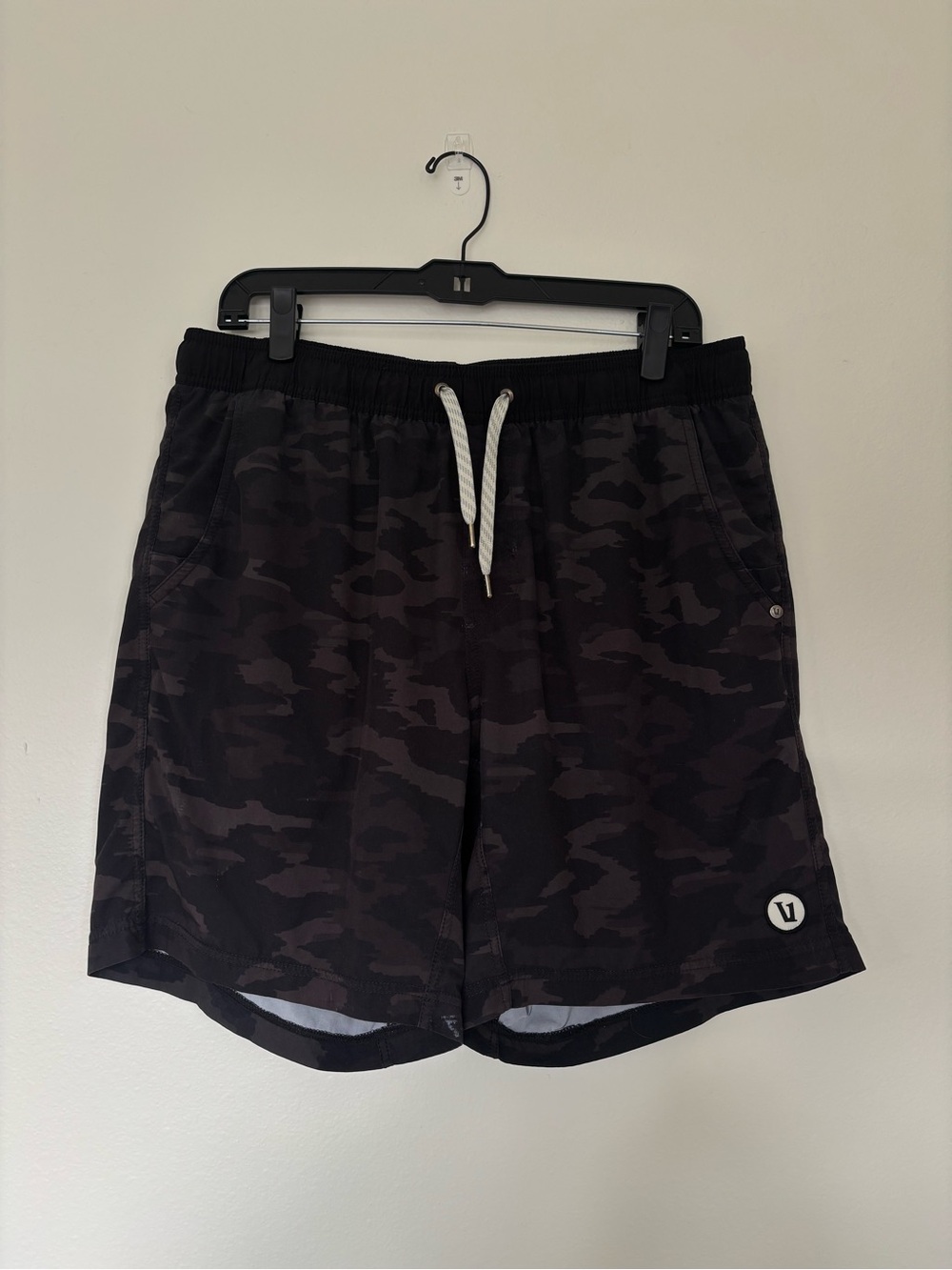 Vuori Men’s Black and Grey Camo Shorts lightweight summer swim